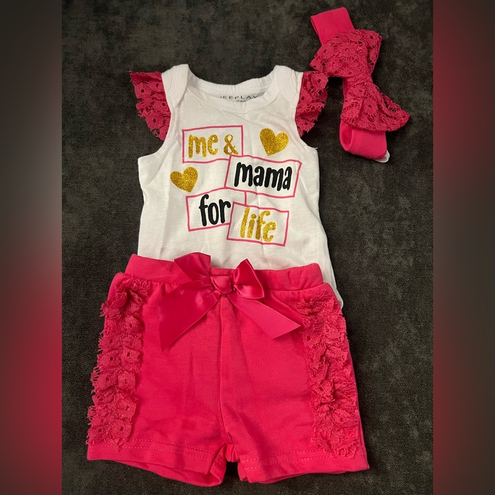 Baby girl me and mama for life outfit